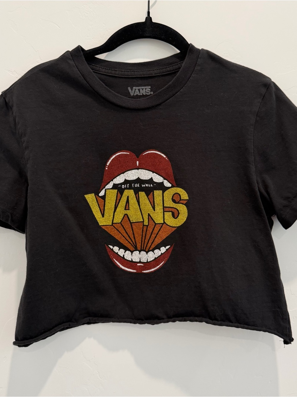 Vans Black Printed Logo Tee - Metallic Silver Ink